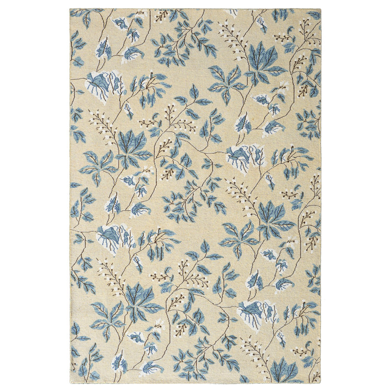 CompanyC Willow Floral Handmade Flatweave Wool Slate Blue Area Rug
